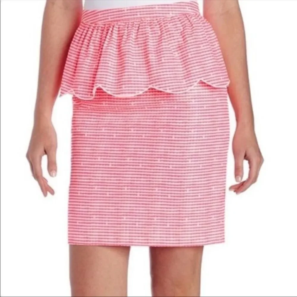 LILLY PULITZER | Thyme Hotty Pink Gingham Ruffle Pencil Skirt Women’s Size 2